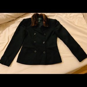 Ralph Lauren sz 2 blazer w/ faux-fur collar.